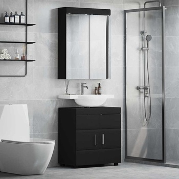 vidaXL Комплект мебели за баня TULUM 2 pcs Черно 60 x 34 x 63 см (3398015)