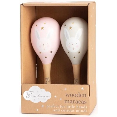 Widdop Дървена играчка Маракас Widdop - Bambino, Rabbit Pink (CG1778)