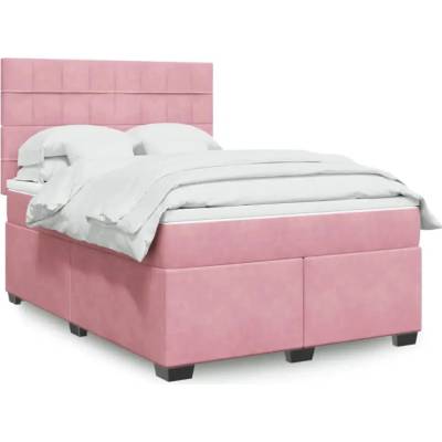 vidaXL 11461.3293235 Boxspring postel s matrací růžová samet