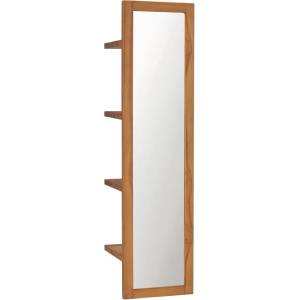 vidaXL Стенно огледало с рафтове, 30x30x120 см, тиково дърво масив (289070)
