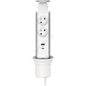 FK technics Захранващ стълб за монтаж върху плот на бюро - 2 x 230 V + USB-A + USB-C (FK0253)