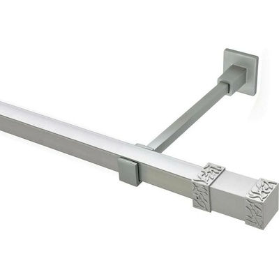OK-GarnýžeCZ - Garnýž kovová hranatá jednořadá 20x20mm Roma satina 320 cm do stěny / na tunýlek - bez kroužků