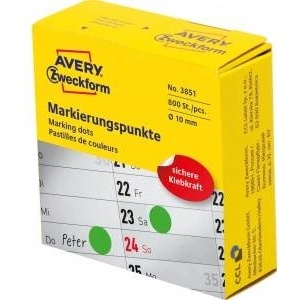 Avery Zweckform Marking wheel in dispenser Avery Zweckform, 800 pcs /roll, O10 mm, green, GREEN