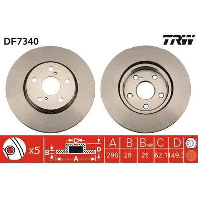 Brzdový kotúč TRW DF7340