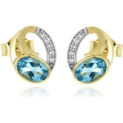 Zlatnictví U Kostela zlaté oválky s modrým kamínkem 110