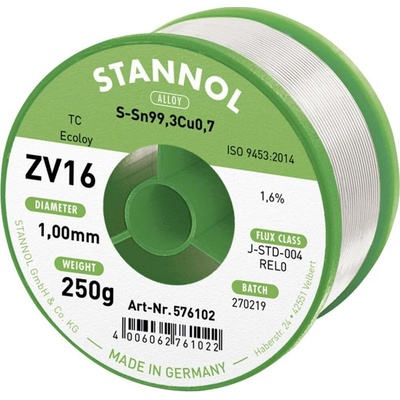 Stannol ZV16 bezolovnatý pájecí cín bez olova Sn99,3Cu0,7 REL0 250 g 1 mm