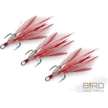 Delphin B!RD Hook TRIPLE červená pírka vel.8 3 ks