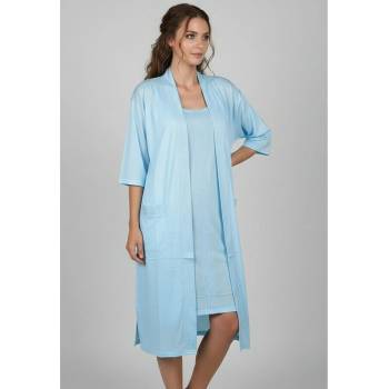 Комплект от халат и нощница в синьо