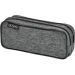 Herlitz Ученически несесер празен, двоен, 2 ципа, плетена материя, melange gray - Herlitz