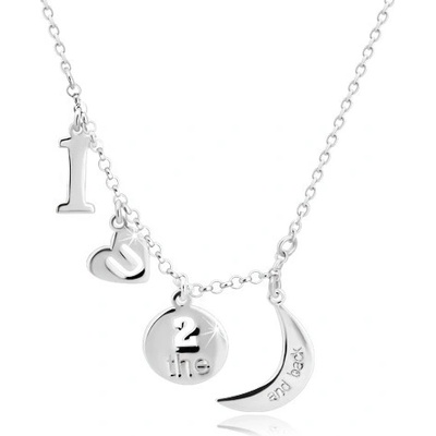 Šperky eshop Stříbrný přívěsky s motivem I love you to the moon and back R30.23