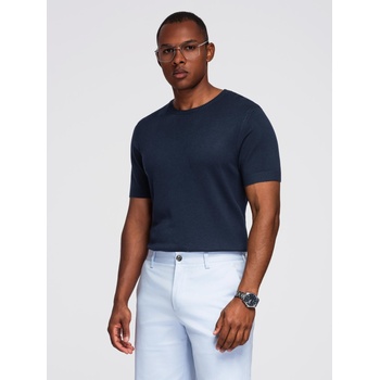 Ombre Clothing Мъжка класическа плетена ребреста риза - тъмносиня Ombre Clothing | Cheren | МЪЖЕ | S