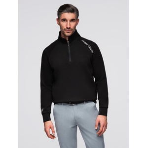 Ombre Clothing Мъжки суитшърт с висок яка и контрастен печат - черен V1 OM-SSZP-0211 Ombre Clothing Ombre Clothing | Cheren | МЪЖЕ | S