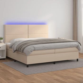 vidaXL Боксспринг легло с матрак LED капучино 200x200 см (3135908)