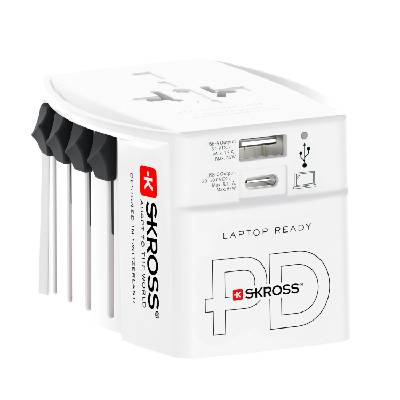 Адаптер SKROSS AC65PD, USB-A, USB-C, 1.302976, World, Бял (1.302976)