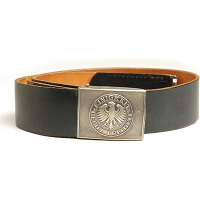 Pásek Bundeswehr služební kožený se stříbrnou přezkou černý – Zboží Dáma