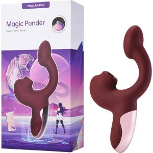 Magic Motion Magic Ponder - вибратор с клиторен стимулатор 2в1 - бордо
