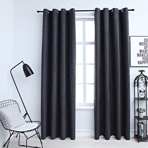 Pure Line Home Плътни завеси в цвят антрацит с метални халки, 2 бр. , 140 x 175 см - zalegloto - 63,96 лв