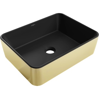 Mexen Catia мивка на плота 48 x 37 см, черен мат/златен - 21314876 (21314876)