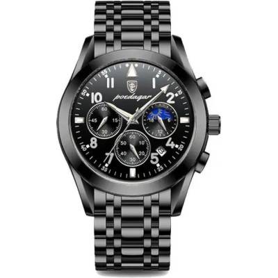 Poedagar Мъжки часовник Poedagar CS1335, неръждаема стомана, черен, черен циферблат (CS1335)