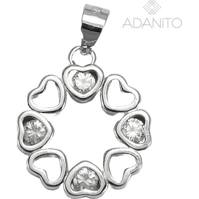 Beneto AGH793 Stříbrný přívěsek srdíčka v kolečku se zirkony