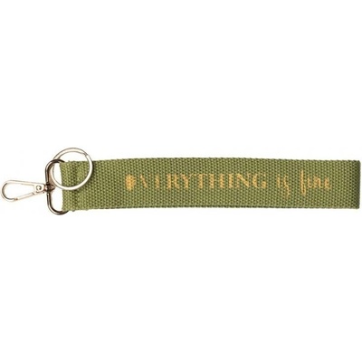 Šňůrka na krk Látkový zelený Everything is Fine 20 cm