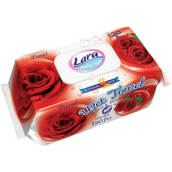 Image 1 of Lara Мокри кърпи с капак Lara Baby Soft - Family, Роза, 120 броя (54082)