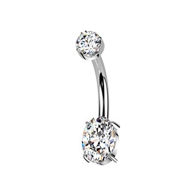 Šperky4U Luxusní piercing do pupíku s Moissanity 1.25ct, TITAN - TM005