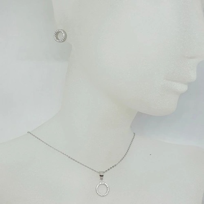 SXY Jewellery Дамски комплект сребърни бижута "Кристални кръгове" | sss00986