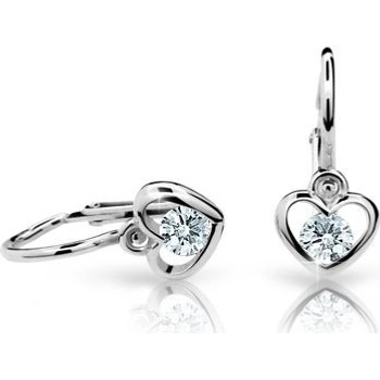 Danfil dětské srdíčka C1943 z bílého zlata s kamínkem White zapínání brizura