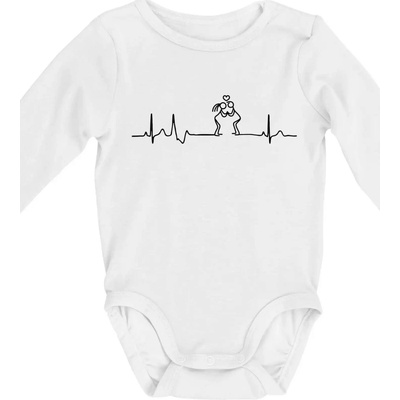 EKG zamilovaný pár Body dojčenské s dlhým rukávom dlhý rukáv biele
