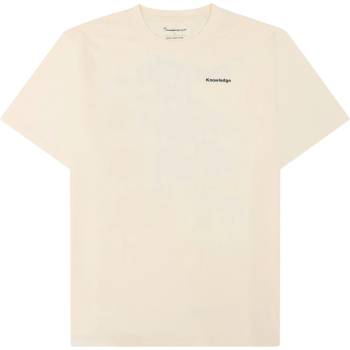 KnowledgeCotton Apparel Мъжка тениска Knowledgecotton apparel S/S Heavy Single MTN Back Print T-shirt - Egret - размер XXL (216-7002-0215)