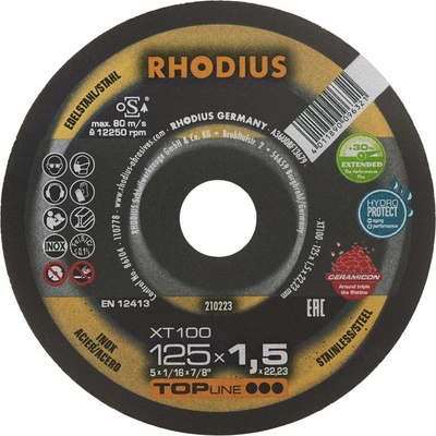 RHODIUS Extra tenký řezný kotouč XT100 125 x 1,5 x 22,23 TOPline 210223