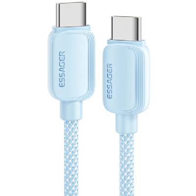 ES-X46 Плетен кабел за зареждане и данни - USB-C към USB-C - 1 m - син (87375)