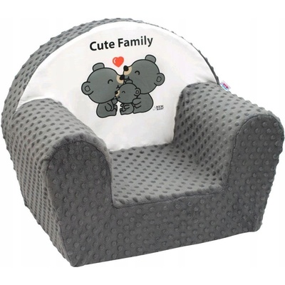 New Baby Detské kreslo macko Cute Family šedé-biele