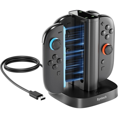 SYNTECH 4-в-1 Зарядна станция за Joy-Con Бързо зарядно с LED | за Nintendo Switch 2 (G12)