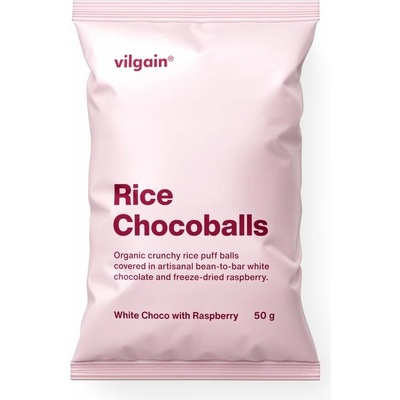 Vilgain Rice Chocoballs BIO Biela čokoláda s malinou 50 g