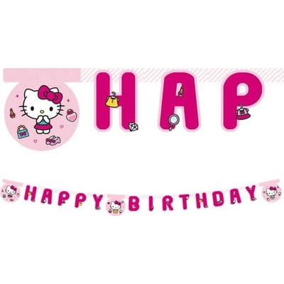 Procos Papírový banner Happy Birthday Hello Kitty – Zboží Mobilmania