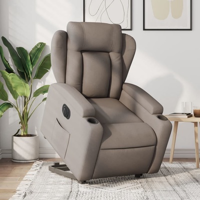 Petrashop 3204514 Elektrické zvedací polohovací taupe textil Hnědošedá
