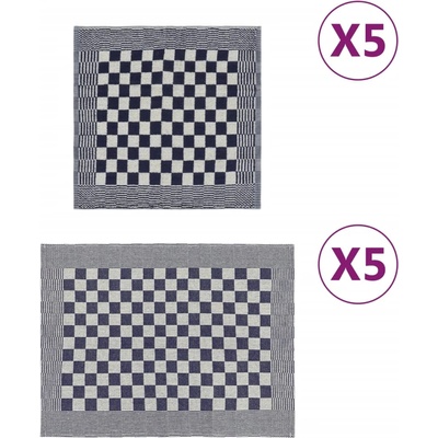 vidaXL Комплект кърпи от 10 части, син и бял, памук (136288)