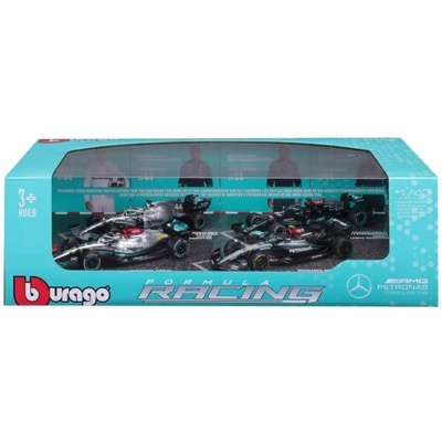 Bburago Bburago 1: 43 RACE Formula F1 4PAC Mercedes-AMG F1 W15 (2024) #44 Л. Хамилтън #63 Г. Ръсел