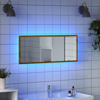 vidaXL LED огледало за баня Artisan Oak 100x8, 5x37 cm (856276)