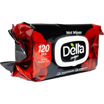 Delta Мокри кърпички Delta Magic - Черна роза, 120 броя (3800502666073)