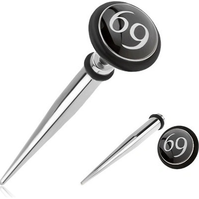 Šperky eshop falešný taper do ucha z oceli černobílý motiv 69 SP01.14
