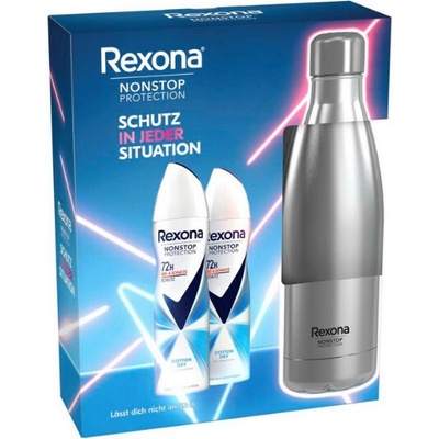 Rexona Nonstop protection set deospray 2 x 150 ml + kovová fľaša