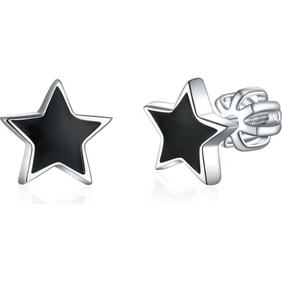 Olivie stříbrné náušnice ČERNÉ HVĚZDIČKY 8349