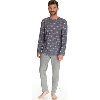 Harry 2640 lemur pánské pyžamo dlouhé šedé