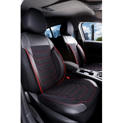 Streetech 3D Тапицерия за седалки кожена Streetech Carbon - черна с червени кантове (EG-SC-5)