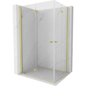 Mexen Mist-F Duo лява сгъваема душ кабина 75 x 70 см, прозрачно, четкано злато - 8A6-075L-070P-55-00 (8A6-075L-070P-55-00)