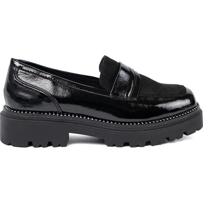 Goodin Trendy černé mokasíny dámské na širokém podpatku