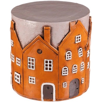 Autronic Taburet z magnesia - domečky po obvodu, oranžové (MT768 OR)